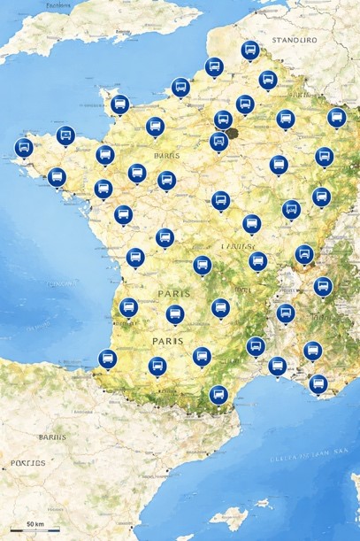 Carte des dépôts Buslib en France